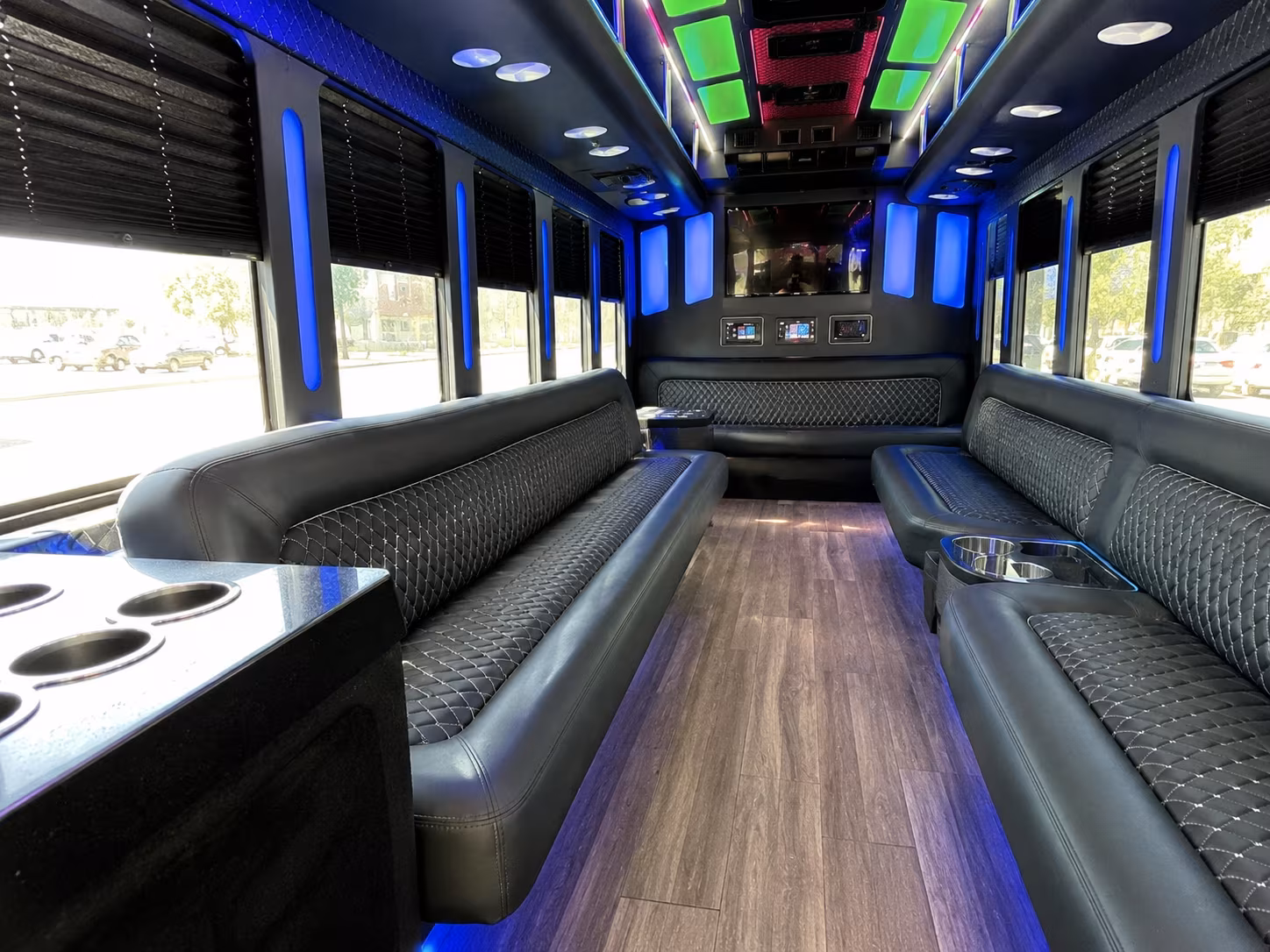 lubbock 15 passenger party bus inside