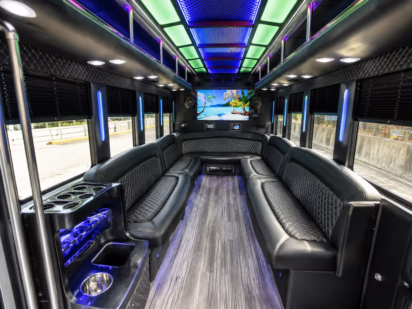 lubbock 18 passenger party bus inside
