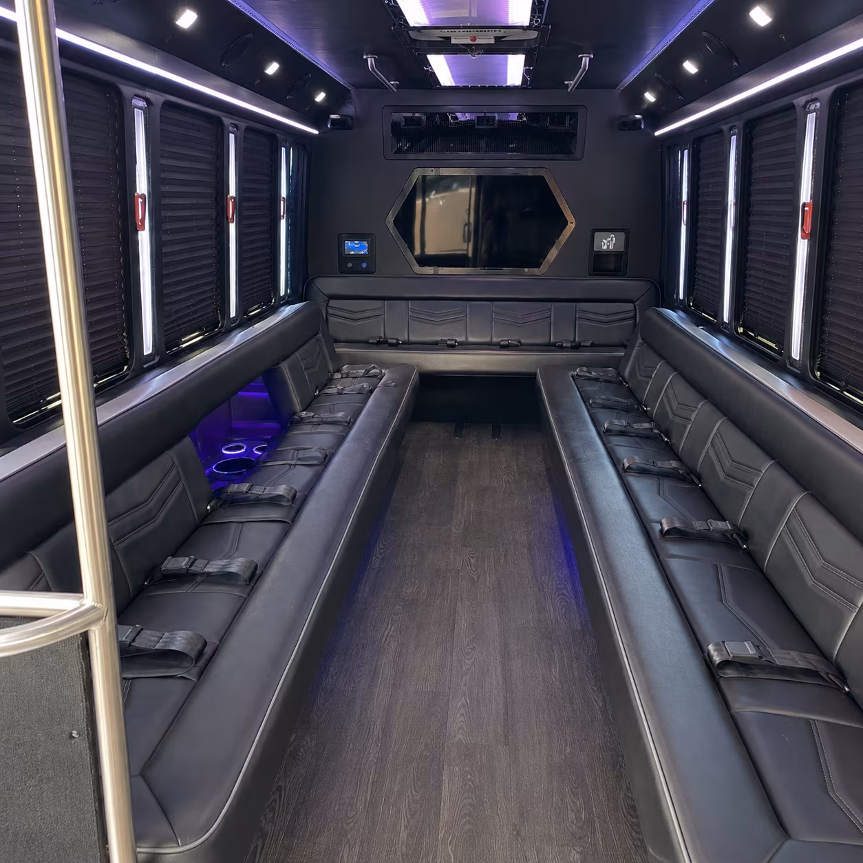 lubbock 18 passenger party bus interior