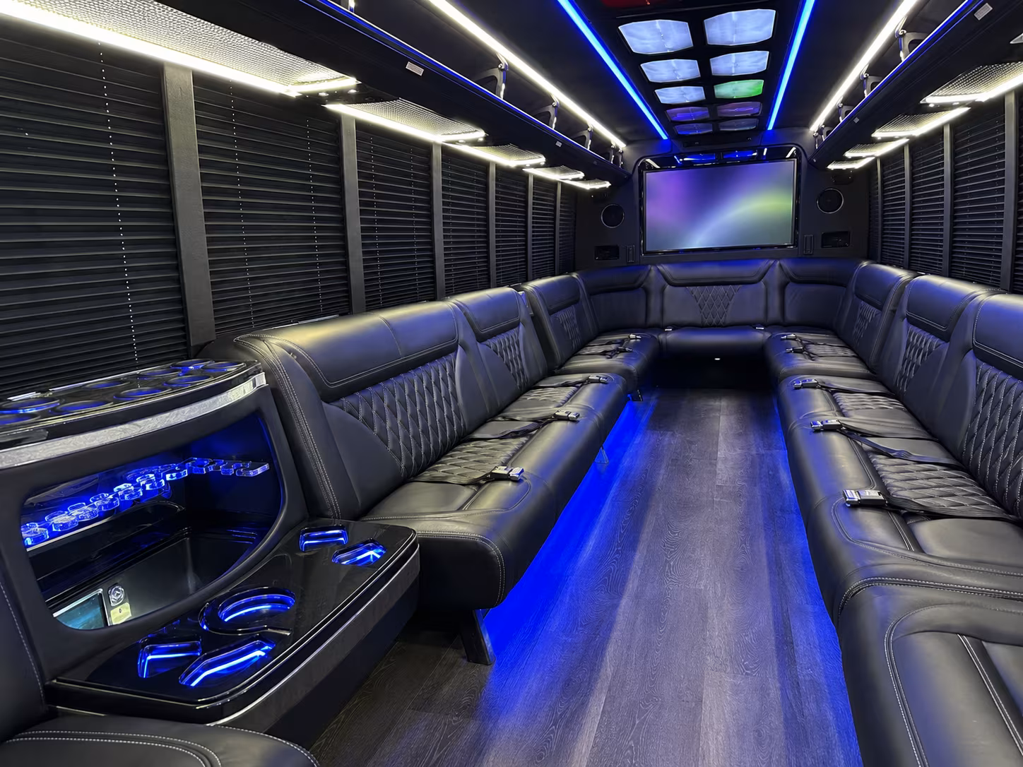 lubbock 20 passenger party bus inside