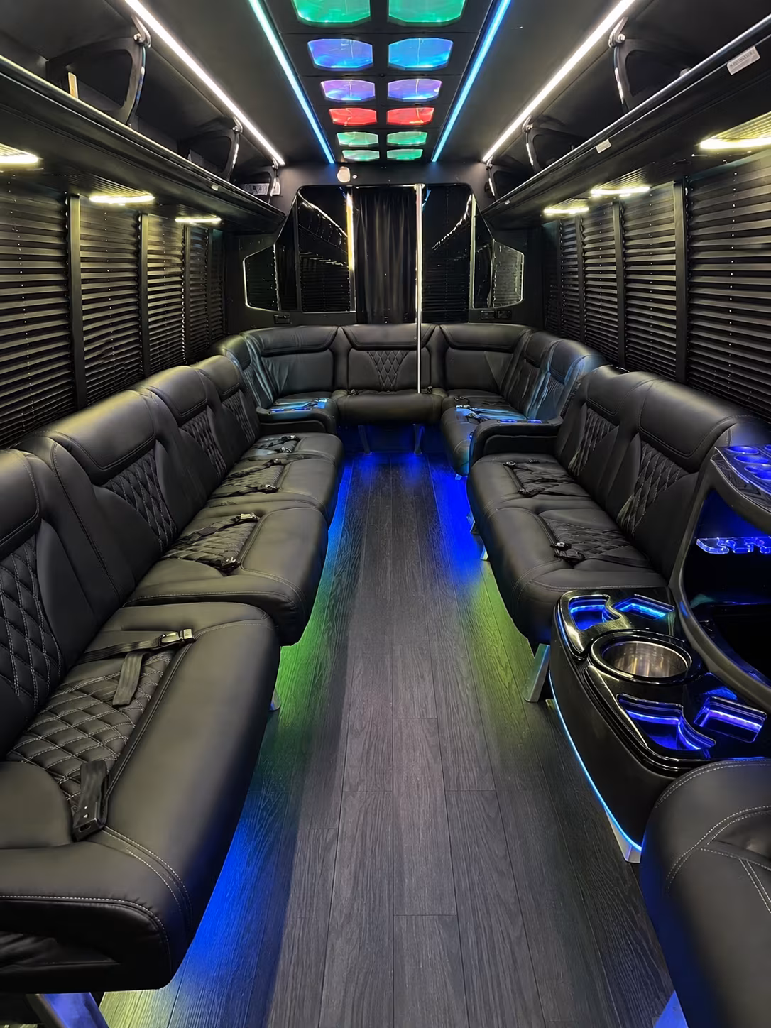 lubbock 20 passenger party bus interior